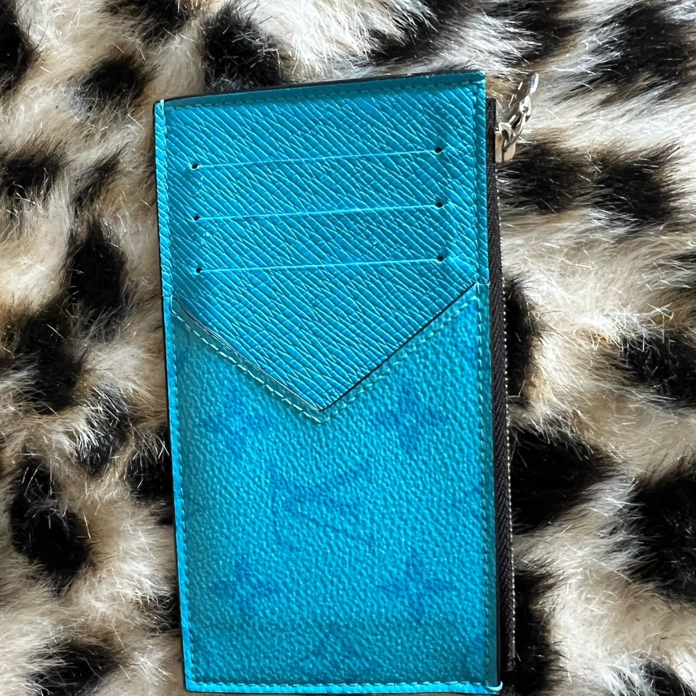 Authentic Blue Louis Vuitton Leather Card Holder